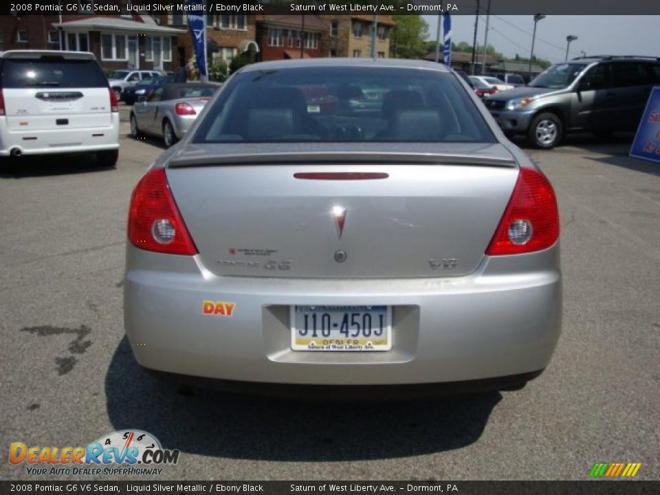 2008 Pontiac G6 V6 Sedan Liquid Silver Metallic / Ebony Black Photo #3