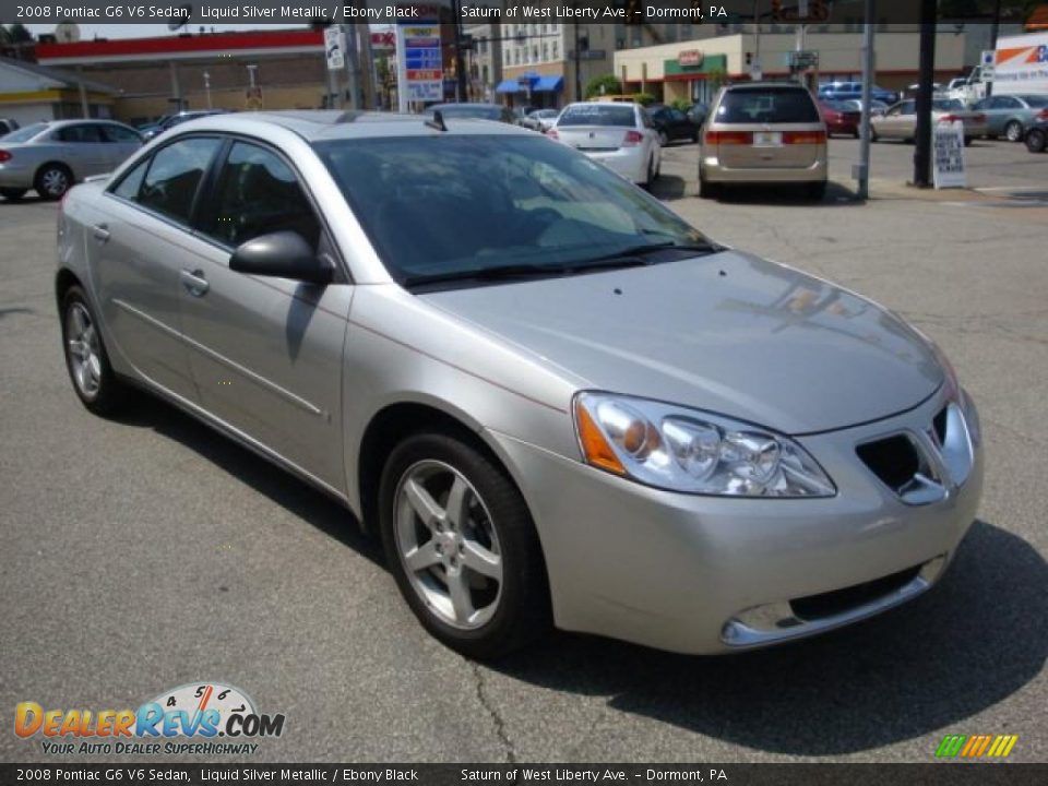 2008 Pontiac G6 V6 Sedan Liquid Silver Metallic / Ebony Black Photo #5