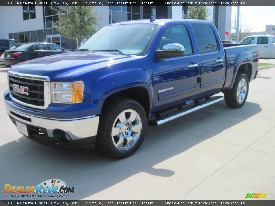 2010 GMC Sierra 1500 SLE Crew Cab Laser Blue Metallic / Dark Titanium/Light Titanium Photo #1