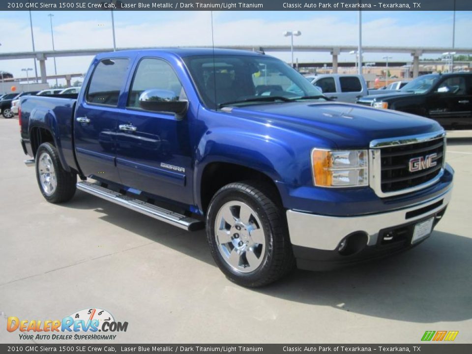 2010 GMC Sierra 1500 SLE Crew Cab Laser Blue Metallic / Dark Titanium/Light Titanium Photo #2