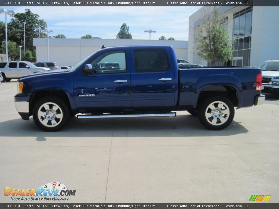 2010 GMC Sierra 1500 SLE Crew Cab Laser Blue Metallic / Dark Titanium/Light Titanium Photo #3