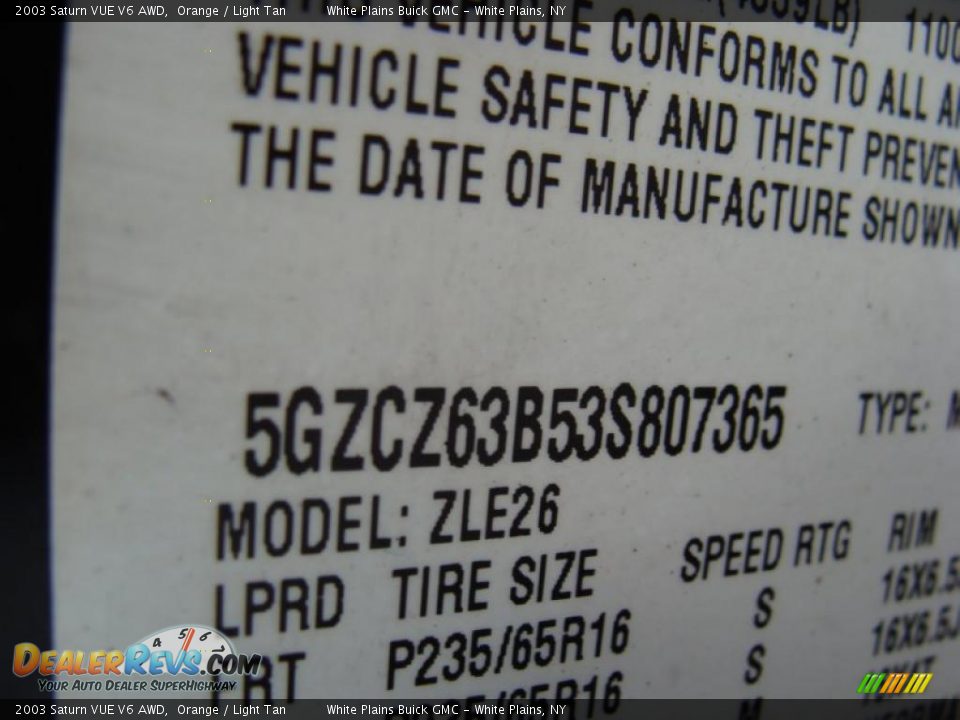 2003 Saturn VUE V6 AWD Orange / Light Tan Photo #25