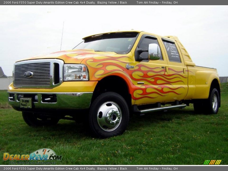 2006 Ford F350 Super Duty Amarillo Edition Crew Cab 4x4 Dually Blazing Yellow / Black Photo #1