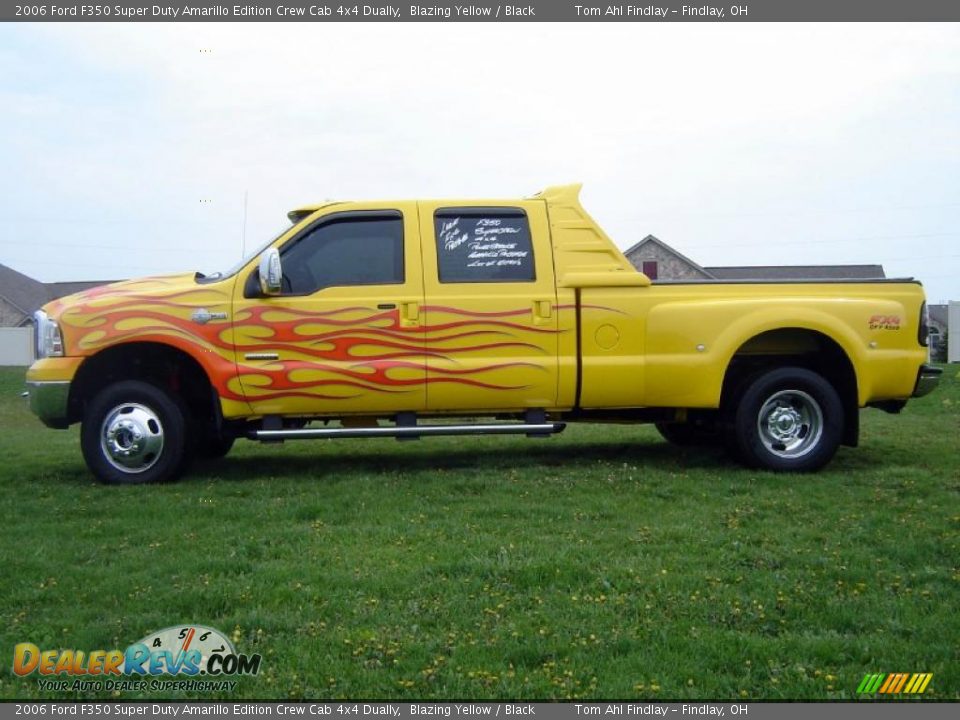 2006 Ford F350 Super Duty Amarillo Edition Crew Cab 4x4 Dually Blazing Yellow / Black Photo #2