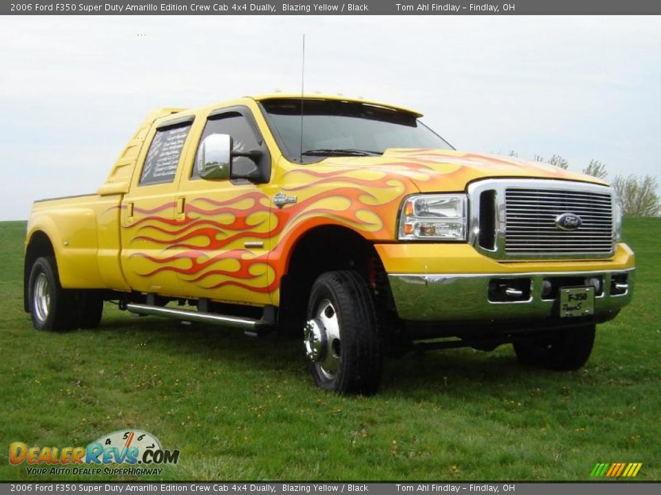 2006 Ford F350 Super Duty Amarillo Edition Crew Cab 4x4 Dually Blazing Yellow / Black Photo #7