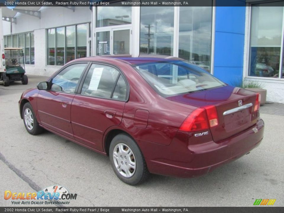 2002 Honda Civic LX Sedan Radiant Ruby Red Pearl / Beige Photo #5