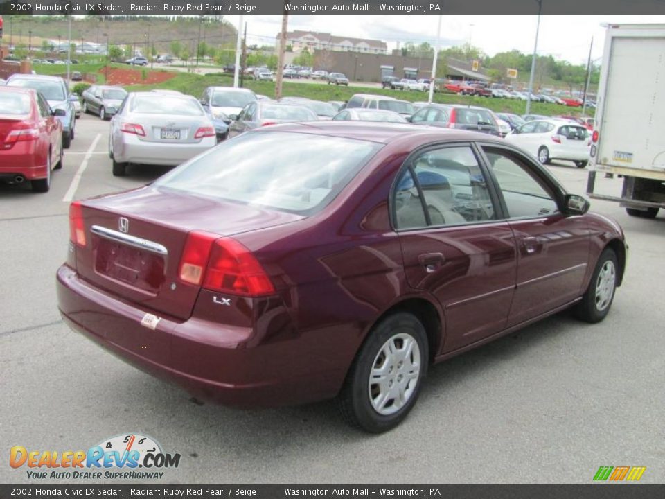 2002 Honda Civic LX Sedan Radiant Ruby Red Pearl / Beige Photo #7