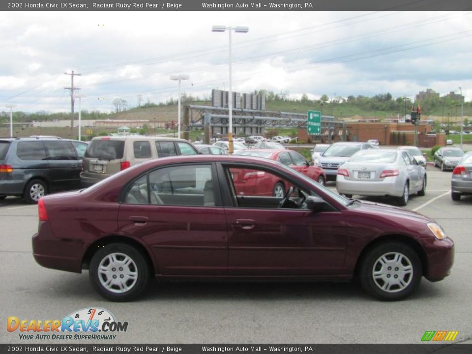 2002 Honda Civic LX Sedan Radiant Ruby Red Pearl / Beige Photo #8