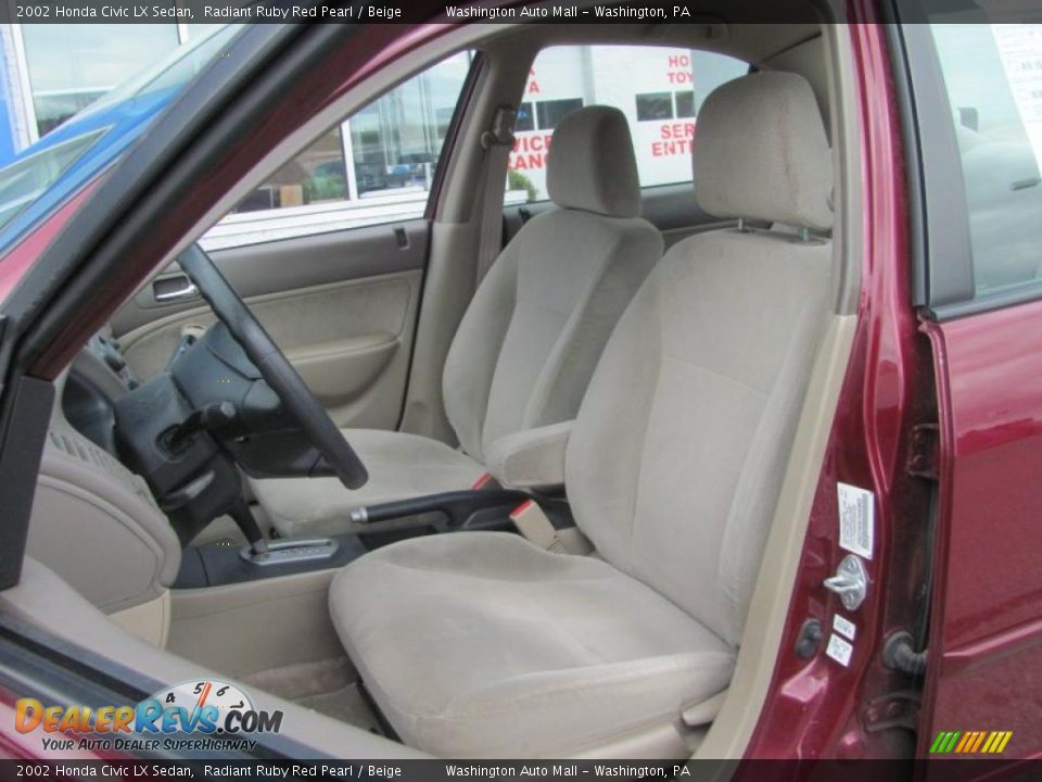 2002 Honda Civic LX Sedan Radiant Ruby Red Pearl / Beige Photo #11