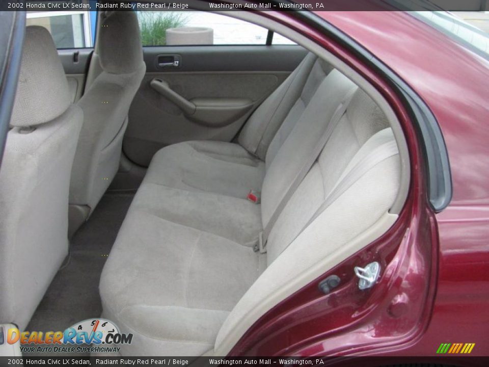 2002 Honda Civic LX Sedan Radiant Ruby Red Pearl / Beige Photo #12