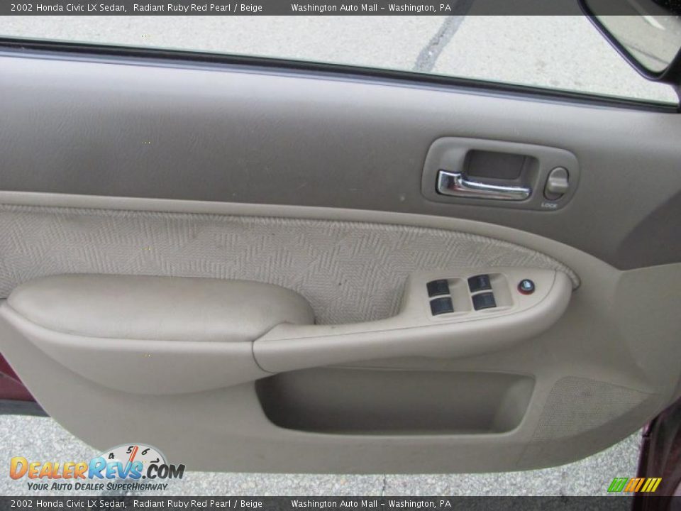 2002 Honda Civic LX Sedan Radiant Ruby Red Pearl / Beige Photo #13