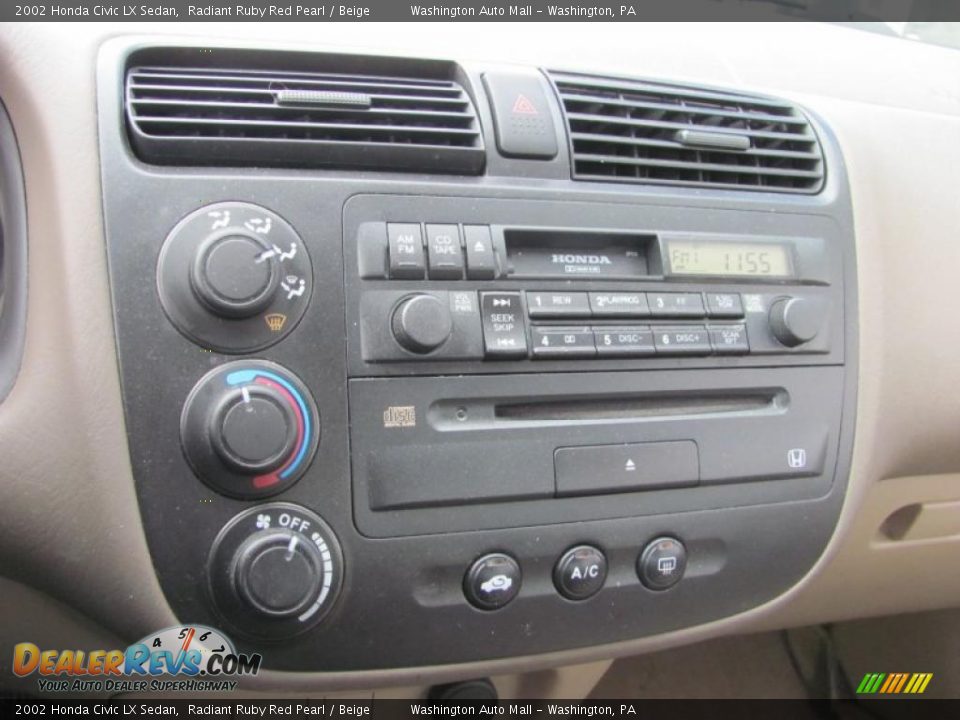 2002 Honda Civic LX Sedan Radiant Ruby Red Pearl / Beige Photo #15