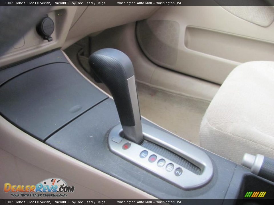 2002 Honda Civic LX Sedan Radiant Ruby Red Pearl / Beige Photo #16