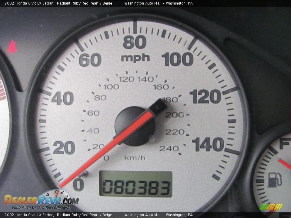 2002 Honda Civic LX Sedan Radiant Ruby Red Pearl / Beige Photo #20