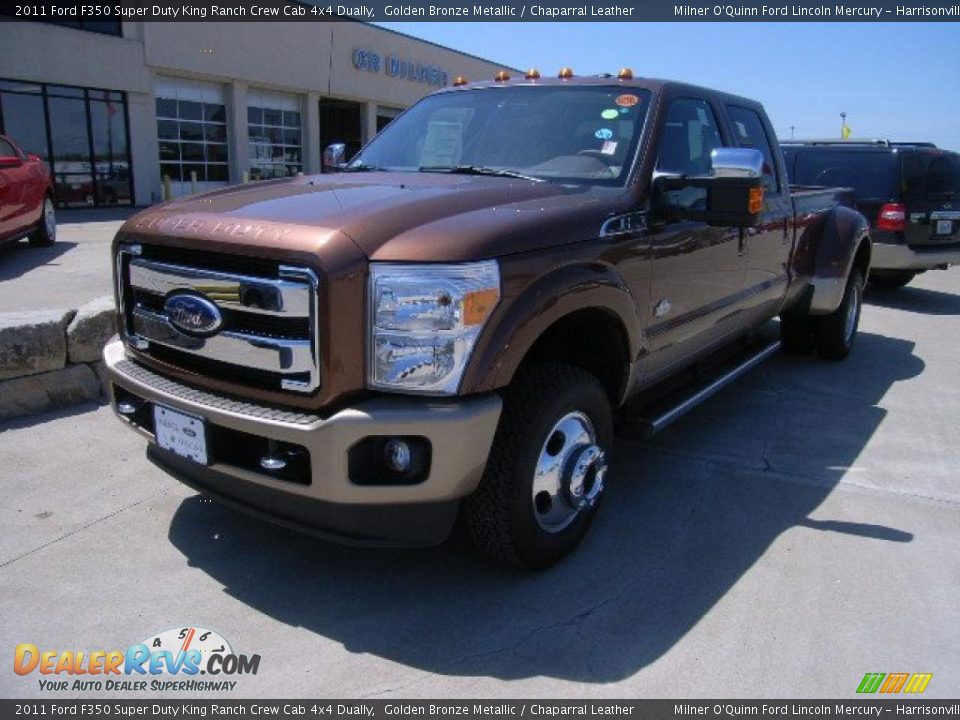 2011 Ford F350 Super Duty King Ranch Crew Cab 4x4 Dually Golden Bronze Metallic / Chaparral Leather Photo #1