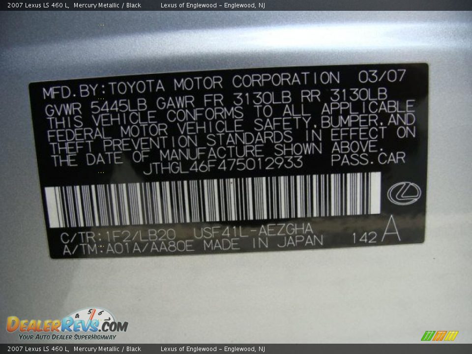 2007 Lexus LS 460 L Mercury Metallic / Black Photo #15