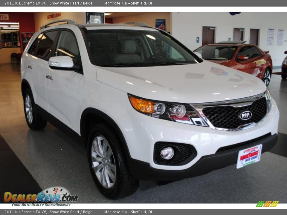 2011 Kia Sorento Ex V6 Snow White Pearl   Beige Photo #10 