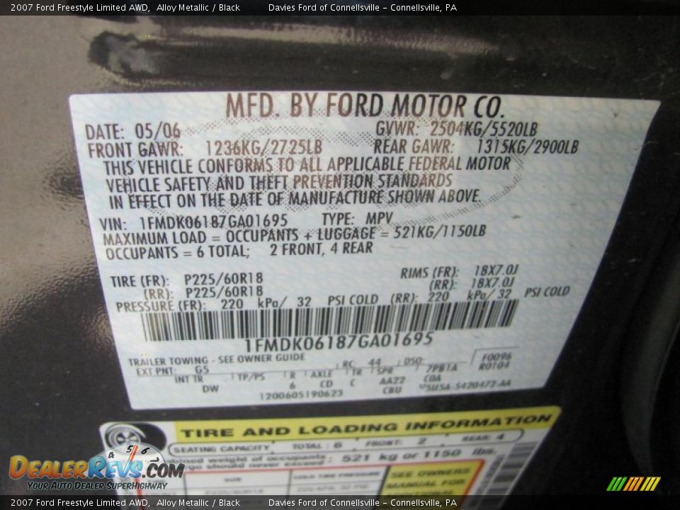 2007 Ford Freestyle Limited AWD Alloy Metallic / Black Photo #20