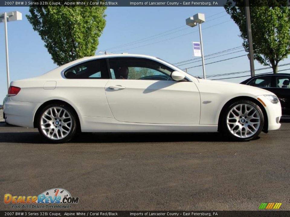 2007 BMW 3 Series 328i Coupe Alpine White / Coral Red/Black Photo #3