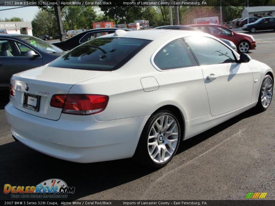 2007 BMW 3 Series 328i Coupe Alpine White / Coral Red/Black Photo #5