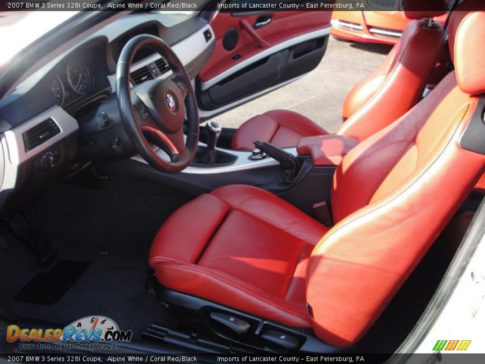 2007 BMW 3 Series 328i Coupe Alpine White / Coral Red/Black Photo #6