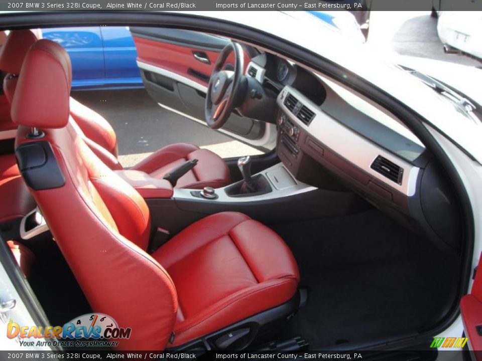 2007 BMW 3 Series 328i Coupe Alpine White / Coral Red/Black Photo #10
