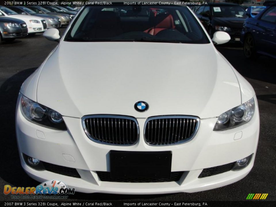 2007 BMW 3 Series 328i Coupe Alpine White / Coral Red/Black Photo #12