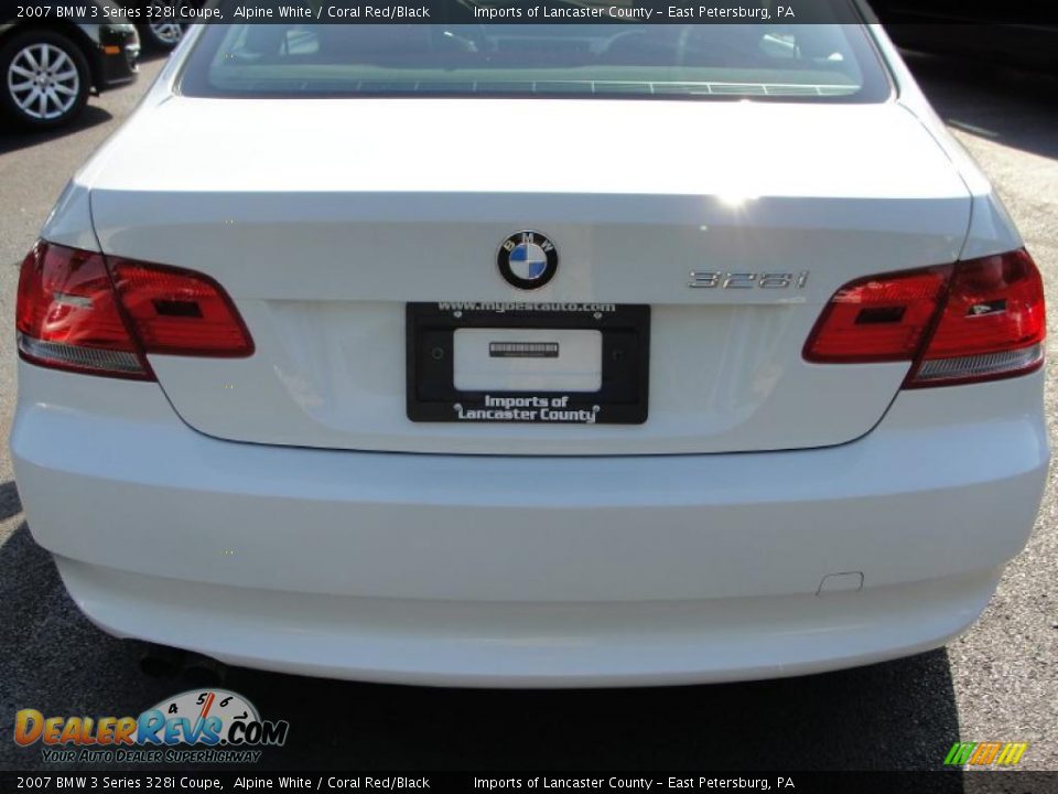 2007 BMW 3 Series 328i Coupe Alpine White / Coral Red/Black Photo #13