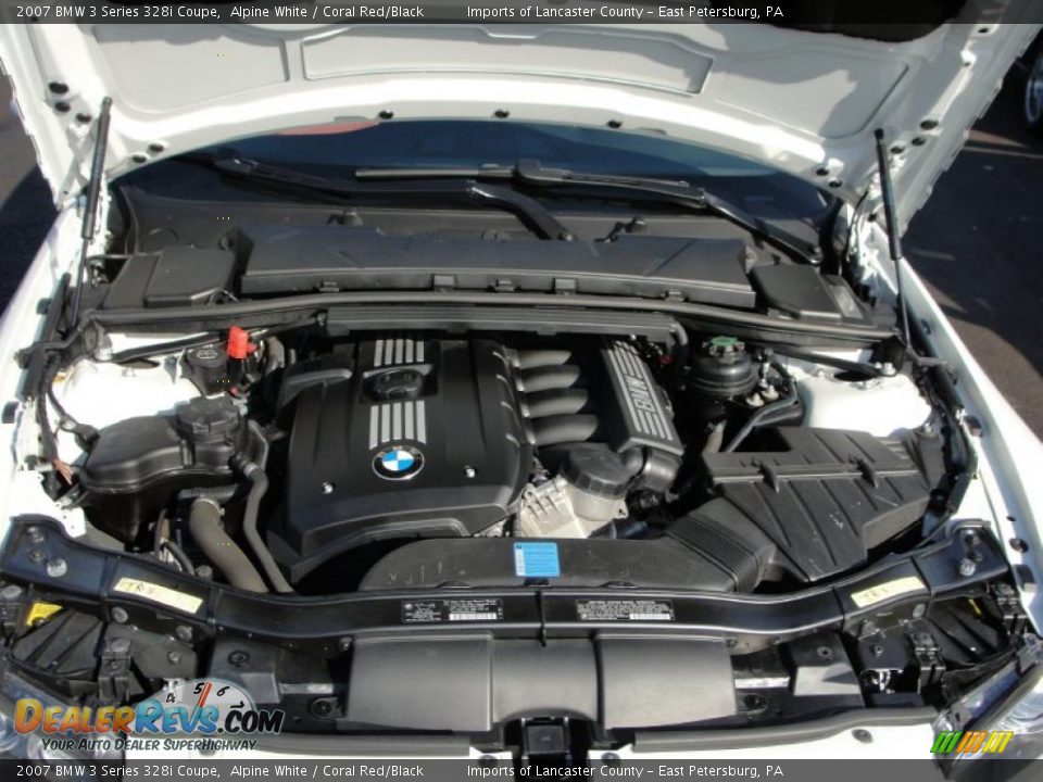 2007 BMW 3 Series 328i Coupe Alpine White / Coral Red/Black Photo #14