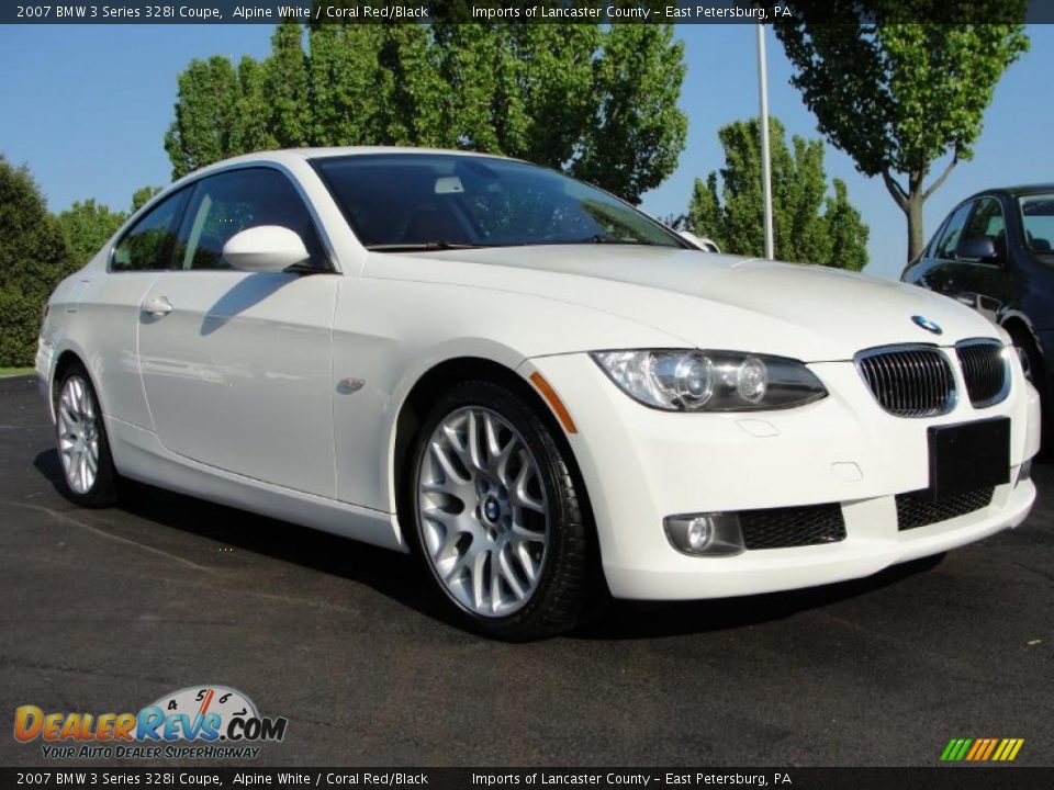 2007 BMW 3 Series 328i Coupe Alpine White / Coral Red/Black Photo #15