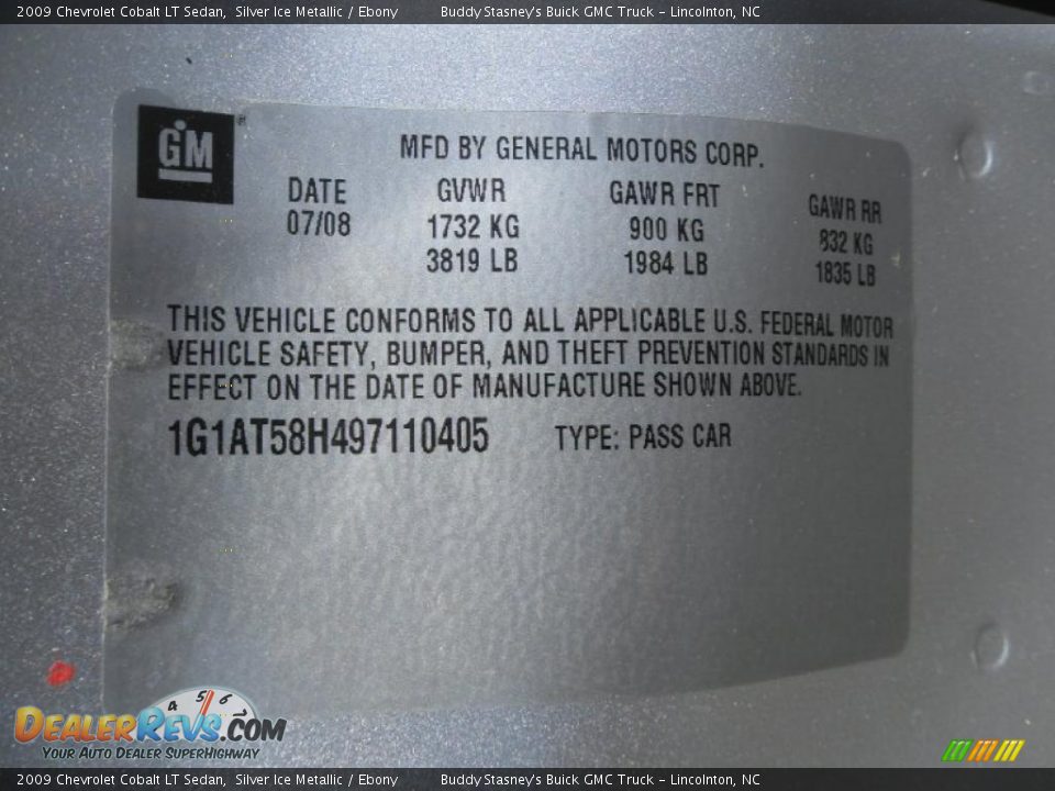 2009 Chevrolet Cobalt LT Sedan Silver Ice Metallic / Ebony Photo #6