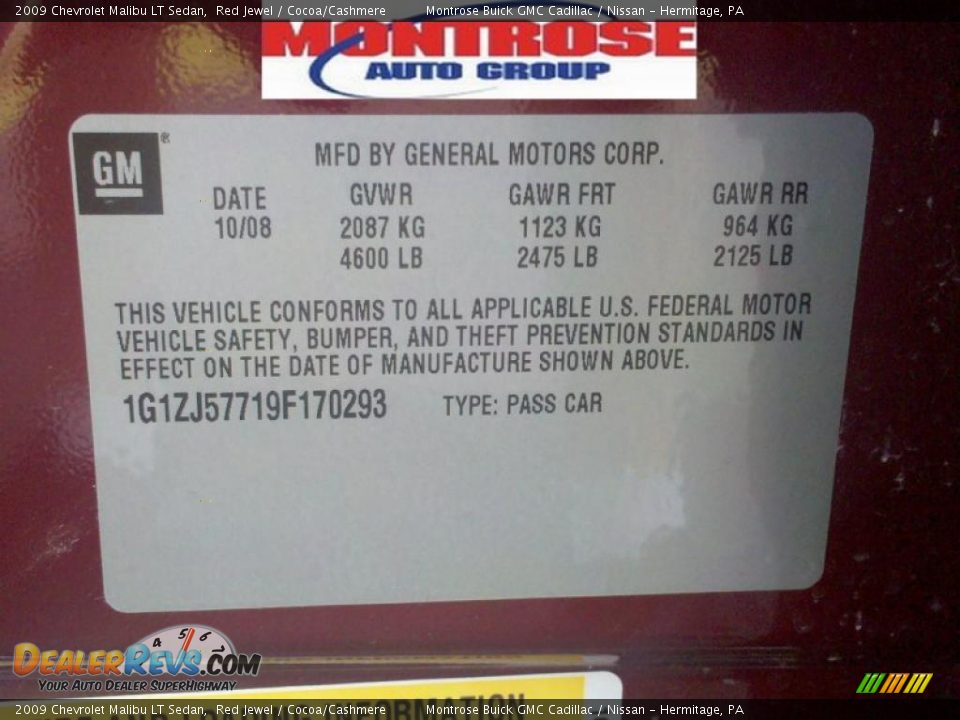 2009 Chevrolet Malibu LT Sedan Red Jewel / Cocoa/Cashmere Photo #11