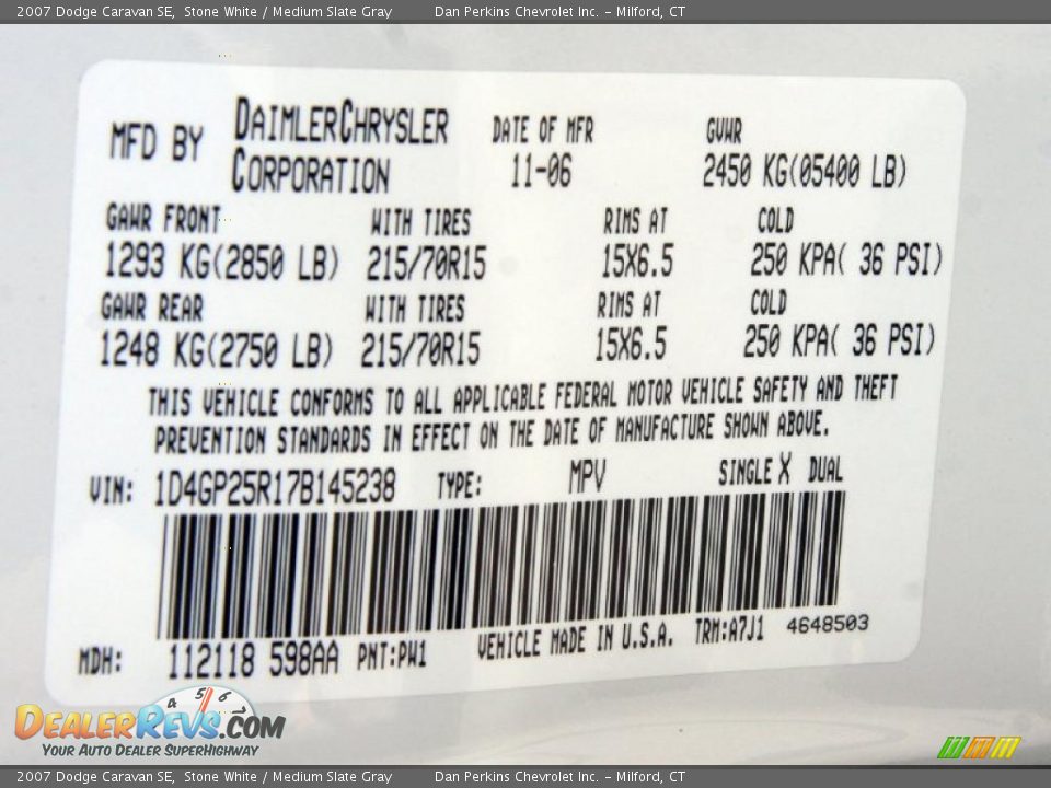 2007 Dodge Caravan SE Stone White / Medium Slate Gray Photo #24