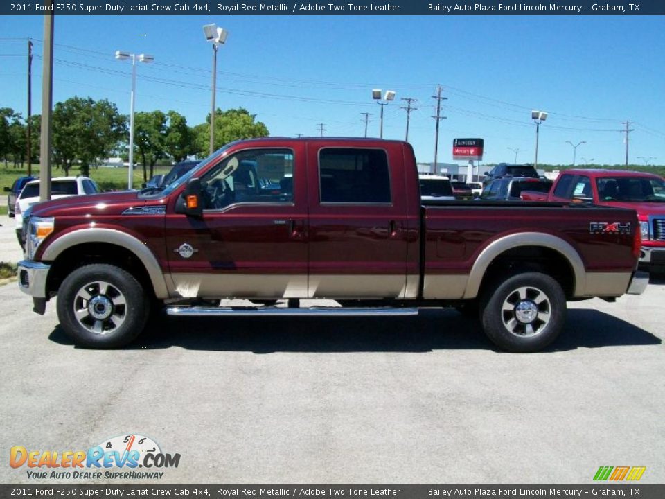 2011 Ford F250 Super Duty Lariat Crew Cab 4x4 Royal Red Metallic / Adobe Two Tone Leather Photo #2