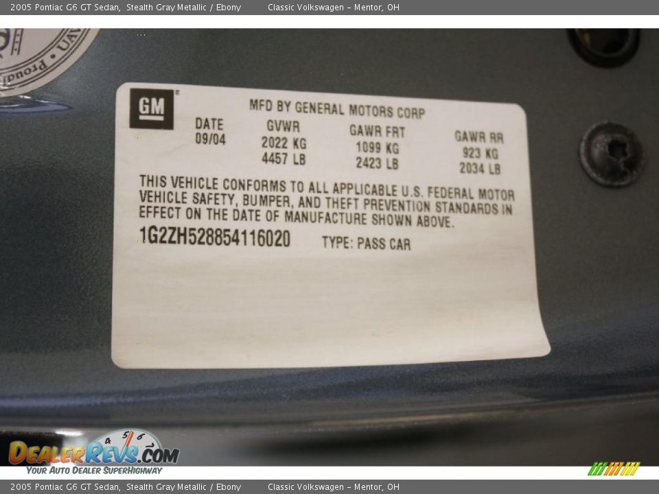 2005 Pontiac G6 GT Sedan Stealth Gray Metallic / Ebony Photo #22