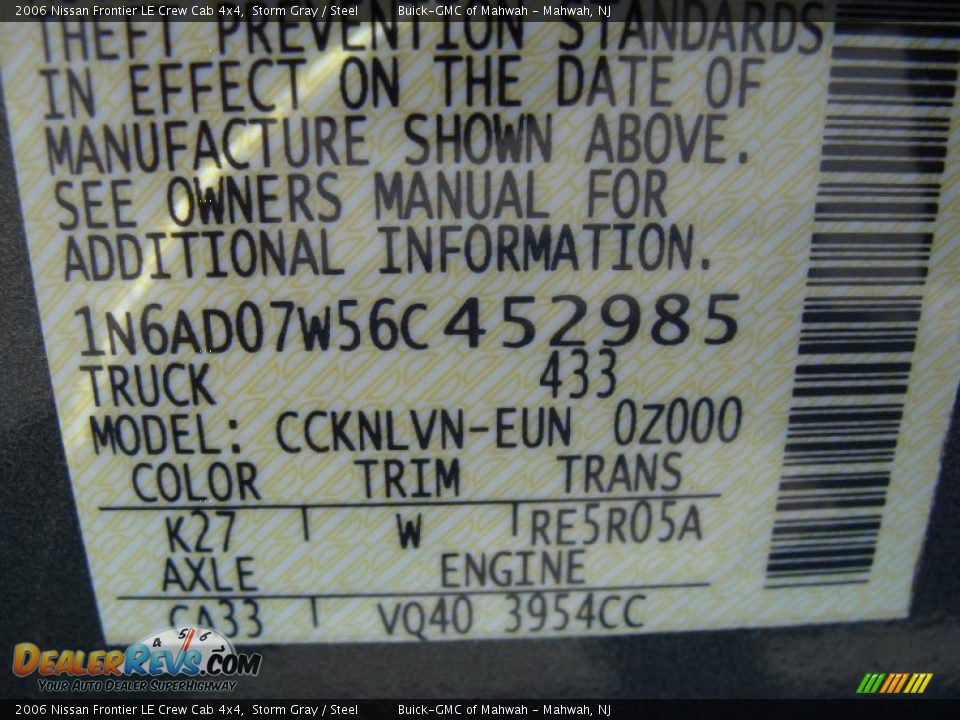 2006 Nissan Frontier LE Crew Cab 4x4 Storm Gray / Steel Photo #25