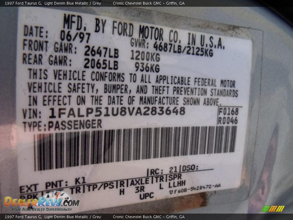 1997 Ford Taurus G Light Denim Blue Metallic / Grey Photo #18