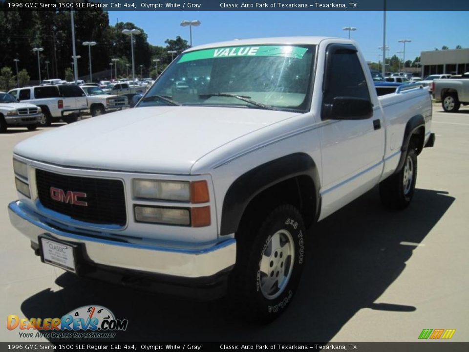 1996 GMC Sierra 1500 SLE Regular Cab 4x4 Olympic White / Gray Photo #1