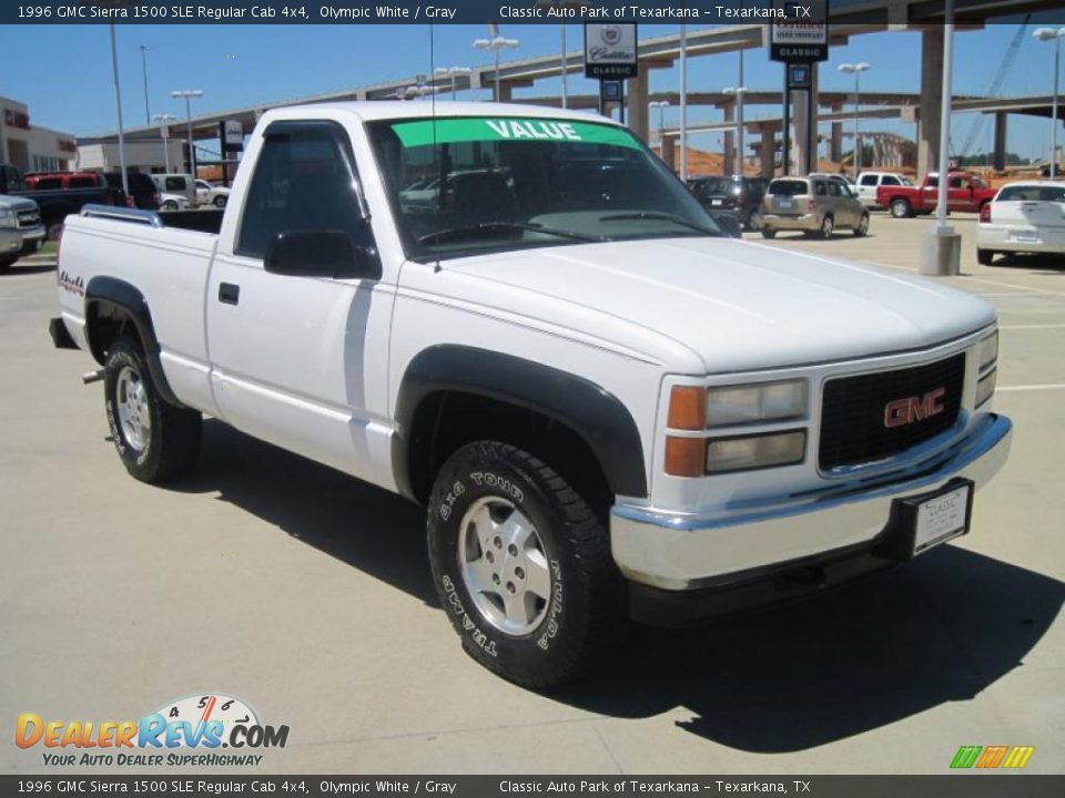 1996 GMC Sierra 1500 SLE Regular Cab 4x4 Olympic White / Gray Photo #2