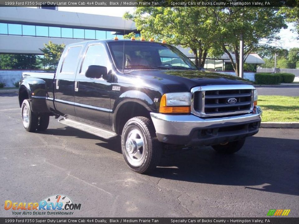 1999 Ford F350 Super Duty Lariat Crew Cab 4x4 Dually Black / Medium Prairie Tan Photo #1