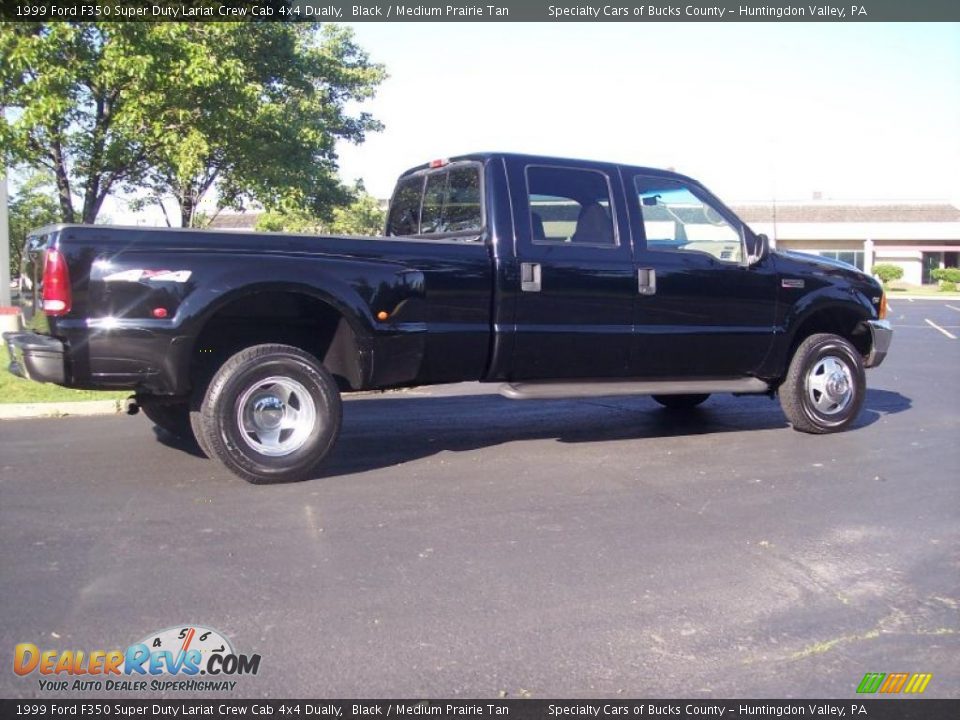 1999 Ford F350 Super Duty Lariat Crew Cab 4x4 Dually Black / Medium Prairie Tan Photo #5