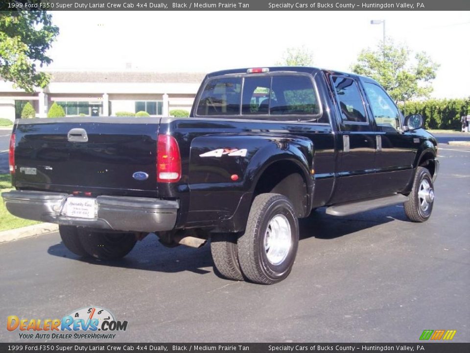 1999 Ford F350 Super Duty Lariat Crew Cab 4x4 Dually Black / Medium Prairie Tan Photo #6