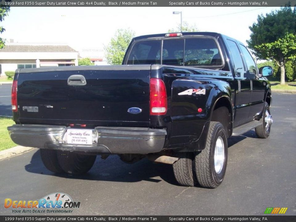 1999 Ford F350 Super Duty Lariat Crew Cab 4x4 Dually Black / Medium Prairie Tan Photo #7