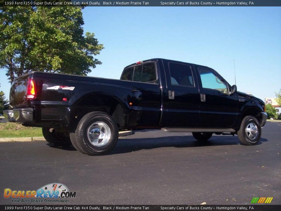 1999 Ford F350 Super Duty Lariat Crew Cab 4x4 Dually Black / Medium Prairie Tan Photo #8