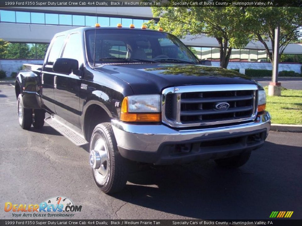 1999 Ford F350 Super Duty Lariat Crew Cab 4x4 Dually Black / Medium Prairie Tan Photo #11