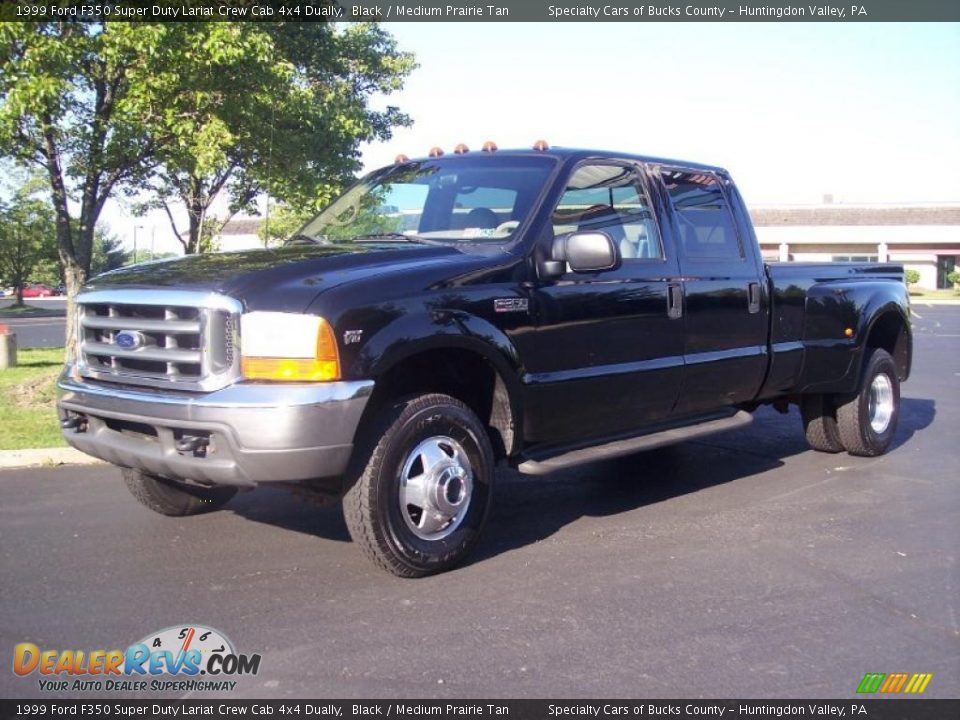 1999 Ford F350 Super Duty Lariat Crew Cab 4x4 Dually Black / Medium Prairie Tan Photo #19