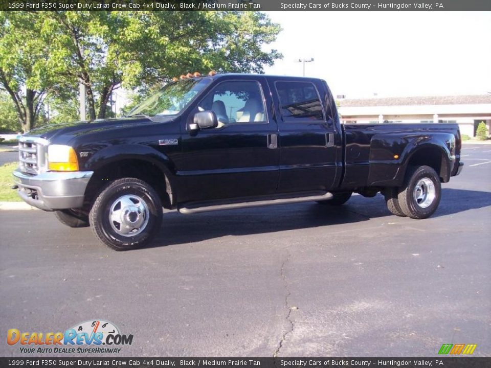 1999 Ford F350 Super Duty Lariat Crew Cab 4x4 Dually Black / Medium Prairie Tan Photo #20