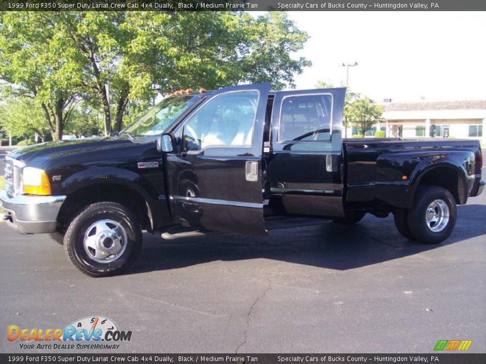 1999 Ford F350 Super Duty Lariat Crew Cab 4x4 Dually Black / Medium Prairie Tan Photo #25