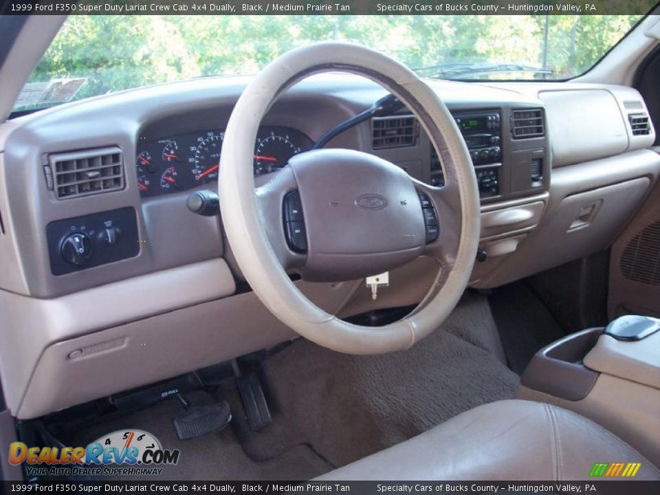 1999 Ford F350 Super Duty Lariat Crew Cab 4x4 Dually Black / Medium Prairie Tan Photo #26