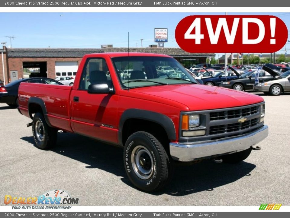 2000 Chevrolet Silverado 2500 Regular Cab 4x4 Victory Red / Medium Gray Photo #1